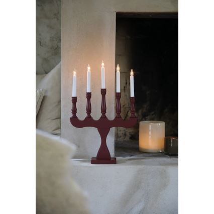 Markslöjd 706373 - Świąteczny świecznik SVANEHOLM 5xE10/3W/230V sosna/czerwony