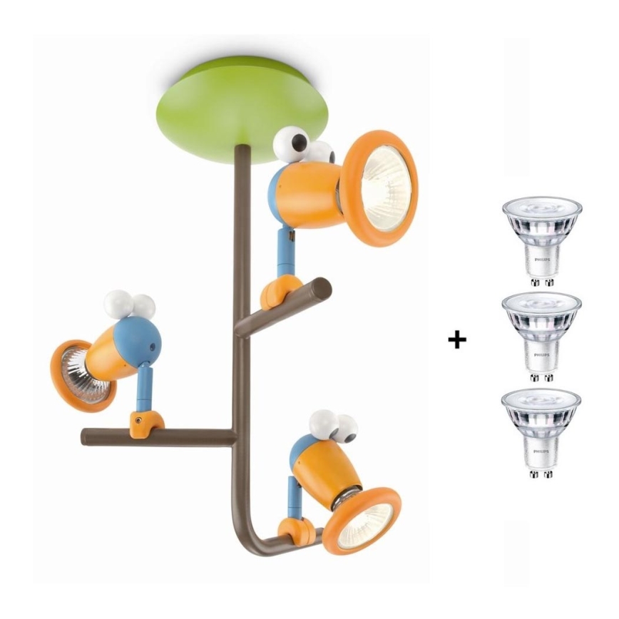 Massive 56313/55/10 - LED Dziecięce oświetlenie punktowe BIRDEY 3xGU10/3,5W/230V