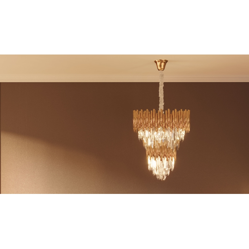 MAXLIGHT P0283 - Żyrandol na łańcuchu VOGUE 16xE14/40W/230V śr. 60 cm złoty