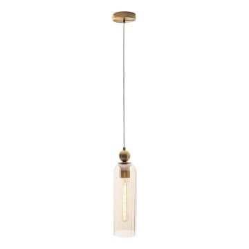 MAXLIGHT P0510 - Żyrandol na lince CAMPANILA 1xE27/40W/230V śr. 10 cm mosiądz/beżowy