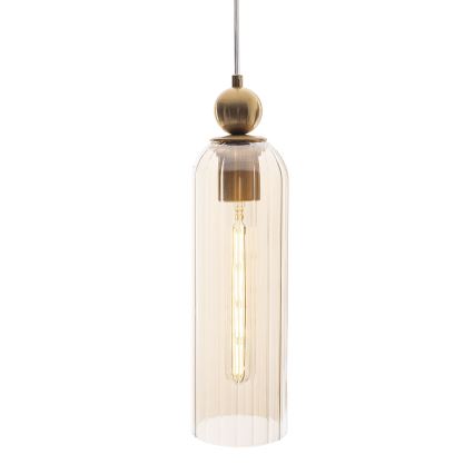 MAXLIGHT P0510 - Żyrandol na lince CAMPANILA 1xE27/40W/230V śr. 10 cm mosiądz/beżowy