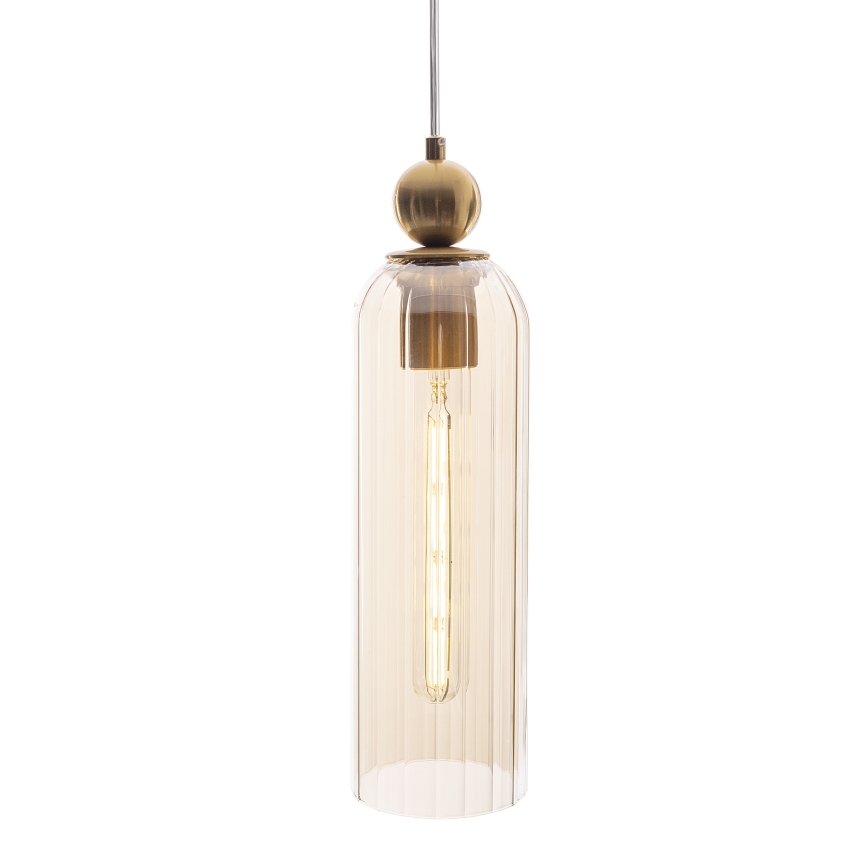 MAXLIGHT P0510 - Żyrandol na lince CAMPANILA 1xE27/40W/230V śr. 10 cm mosiądz/beżowy
