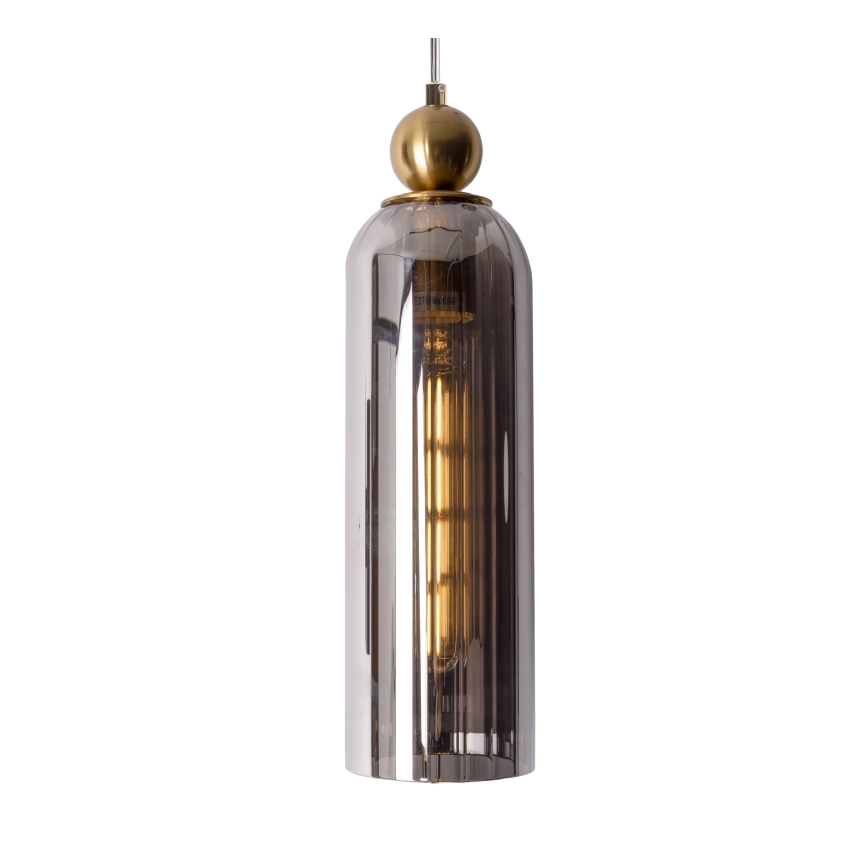 MAXLIGHT P0511 - Żyrandol na lince CAMPANILA 1xE27/40W/230V śr. 10 cm mosiądz/szary