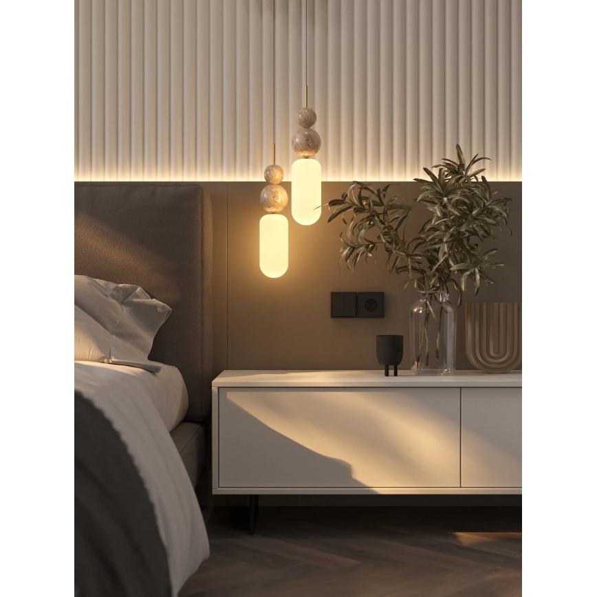 MAXLIGHT P0642 - Lampa wisząca na lince NOVA 1xG9/12W/230V śr. 12 cm złota