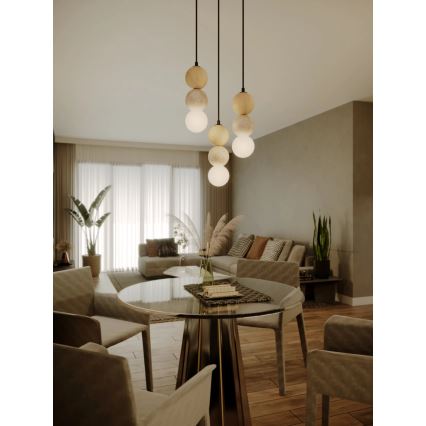 MAXLIGHT P0664 - Lampa wisząca na przewodzie ALICE 1xG9/7W/230V śr. 10 cm czarny/beżowy