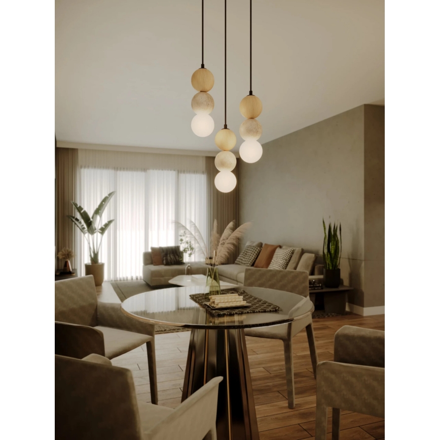 MAXLIGHT P0664 - Lampa wisząca na przewodzie ALICE 1xG9/7W/230V śr. 10 cm czarny/beżowy