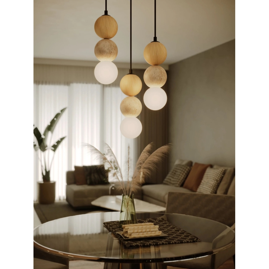 MAXLIGHT P0664 - Lampa wisząca na przewodzie ALICE 1xG9/7W/230V śr. 10 cm czarny/beżowy