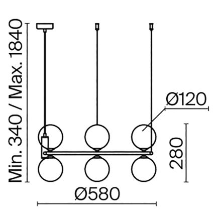 Maytoni MOD013PL-06BS1 - Żyrandol na lince RING 6xG9/25W/230V mosiądz