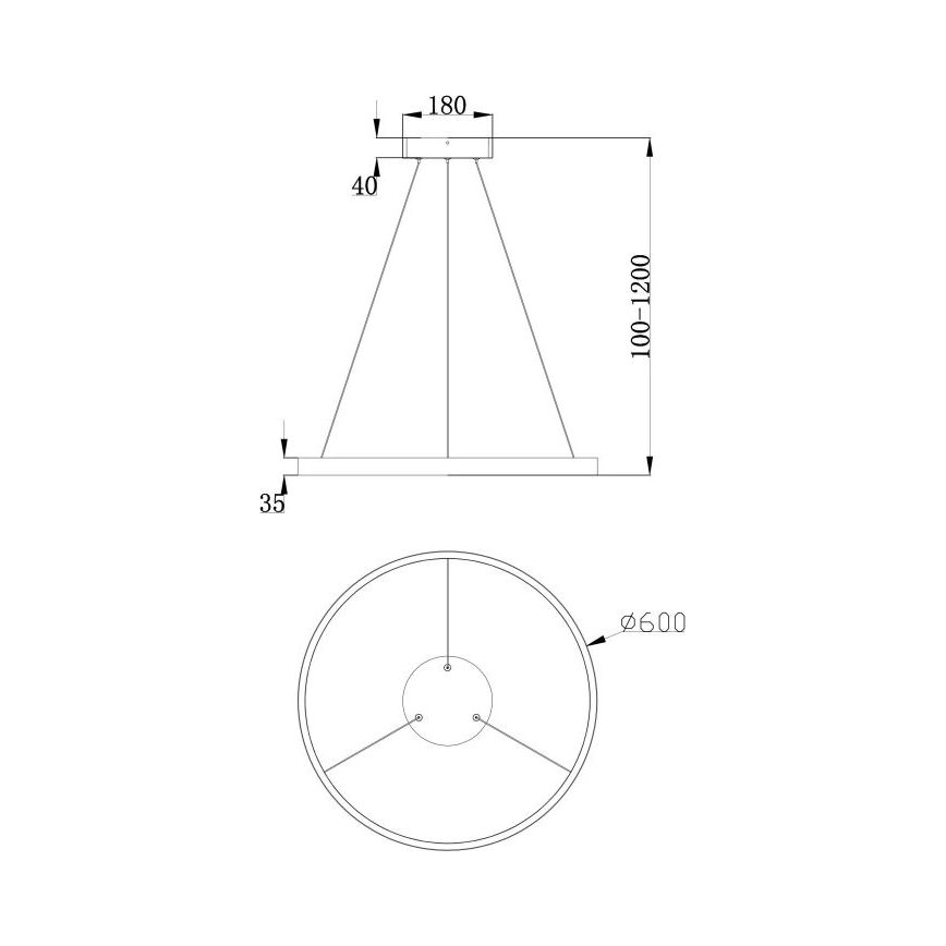 Maytoni MOD058PL-L32B3K - LED Żyrandol na lince RIM LED/37W/230V 3000K śr. 60 cm czarny