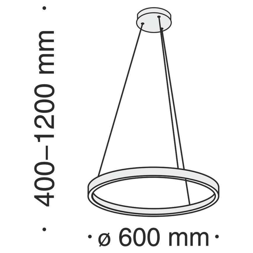 MOD058PL-L32B4K - LED Żyrandol na lince RIM LED/37W/230V 4000K śr. 60 cm czarny