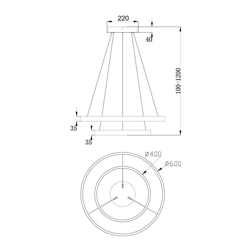 Maytoni MOD058PL-L55B3K - LED Żyrandol na lince RIM LED/61W/230V 3000K śr. 60 cm czarny
