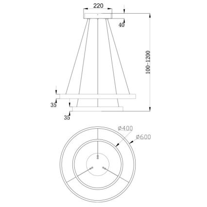 Maytoni MOD058PL-L55BS3K - LED Żyrandol na lince RIM LED/61W/230V 3000K śr. 60 cm złoty