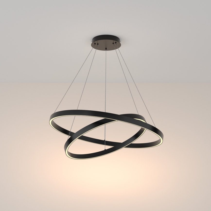 Maytoni MOD058PL-L74B3K - LED Żyrandol na lince RIM LED/88W/230V 3000K śr. 80 cm czarny