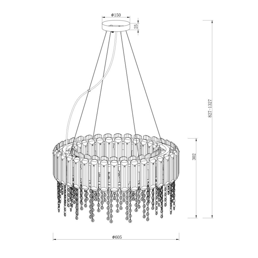 Maytoni MOD097PL-08CH - Żyrandol na lince HAIL 8xE14/40W/230V śr. 60,5 cm chrom błyszczący