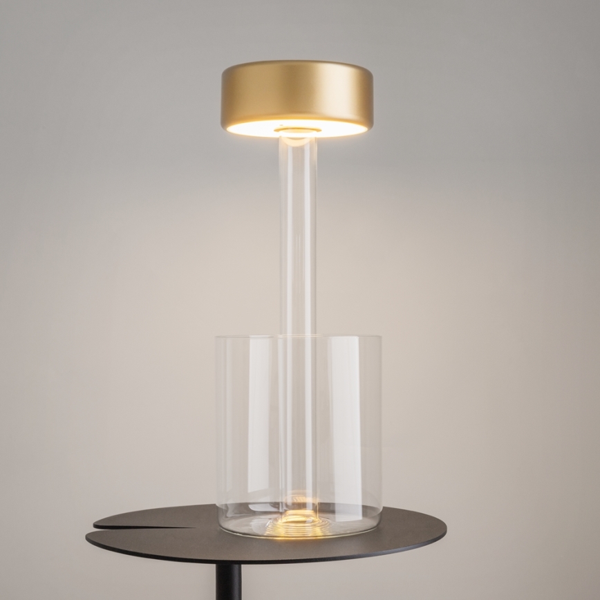 Maytoni MOD229TL-L3G3K1 - LED Ściemn. akumulatorowa przenośna Lampa stołowa LED/3W/5V 2200-4000K zl./przezroczysty