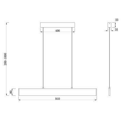 Maytoni P010PL-L23B4K - LED Żyrandol na lince STEP LED/23W/230V 4000K 91 cm czarny