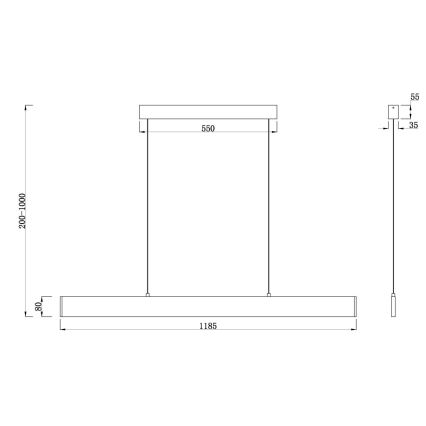 Maytoni P010PL-L30B4K - LED Żyrandol na lince STEP LED/30W/230V 4000K 118,5 cm czarny