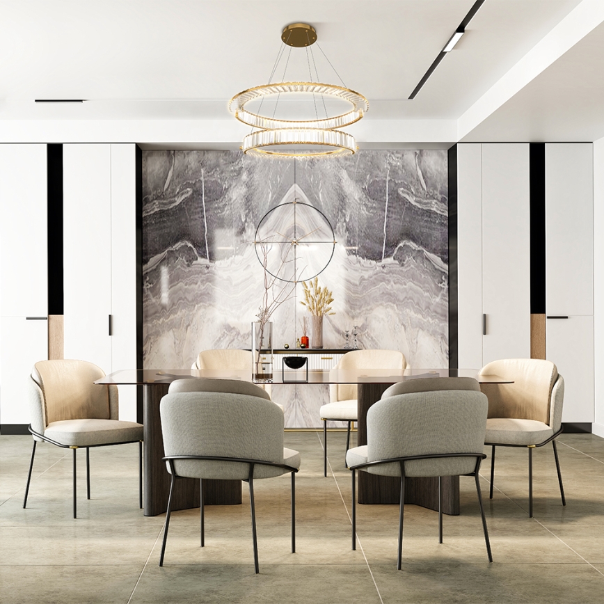 Maytoni P097PL-L90G4K - Lampa wisząca LED na lince KRONE LED/90W/230V CRI 90 śr. 102 cm złota