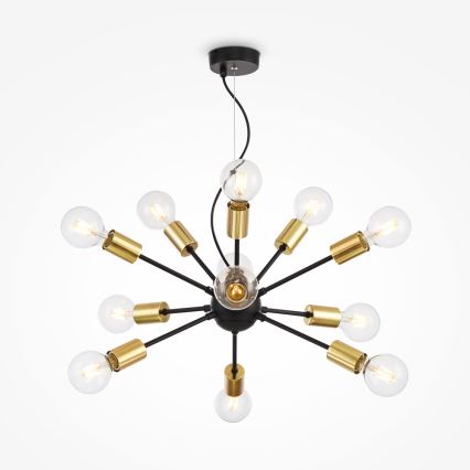 Maytoni T546PL-12B - Żyrandol na linkach JACKSON 12xE27/7W/230V czarny/złoty