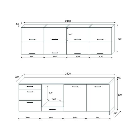 Meble kuchenne ELISE 240 cm grafit