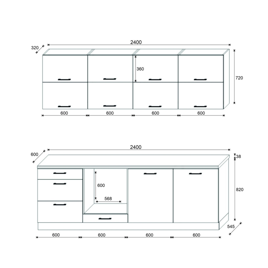 Meble kuchenne ELISE 240 cm grafit