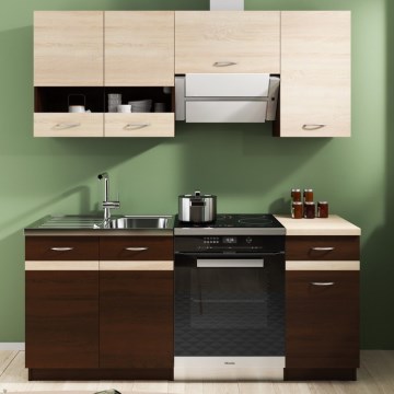 Meble kuchenne VALERIA 180 cm dąb sonoma/brąz