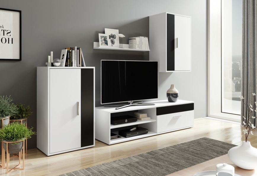 Meblościanka BRICK biała/czarna