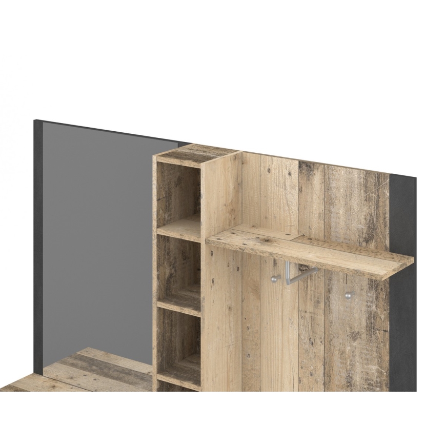 Meblościanka do przedpokoju z lustrem KEVIN, brązowo-czarna