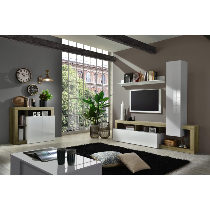 Meblościanka LENOR biała/brązowa