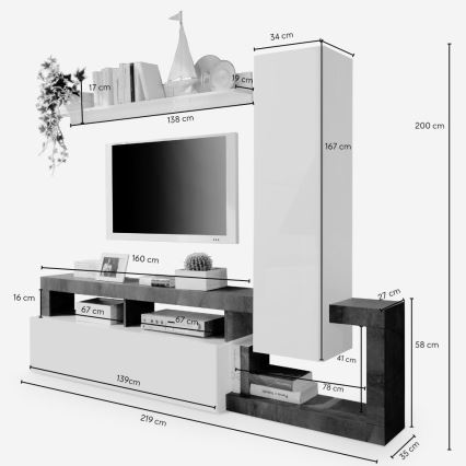Meblościanka LENOR biała/brązowa