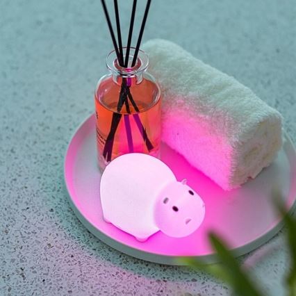 MegaLight - LED RGB ładowalny dziecięca dotykowa lampa do wanny SWIMMY HIPPO LED/5V IP67