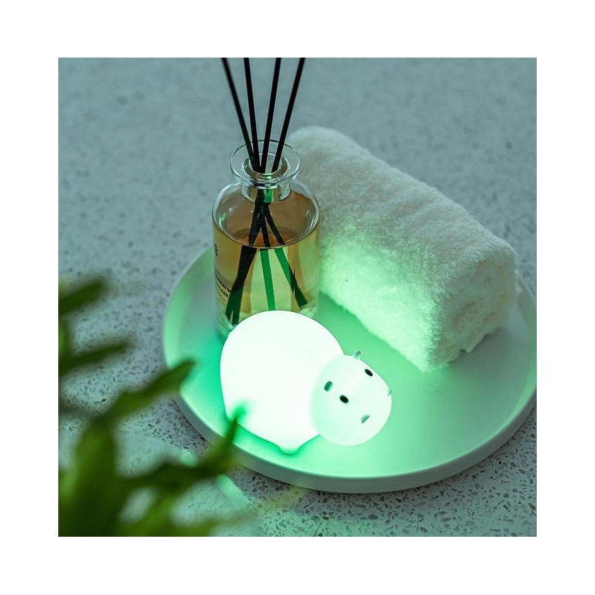MegaLight - LED RGB ładowalny dziecięca dotykowa lampa do wanny SWIMMY HIPPO LED/5V IP67