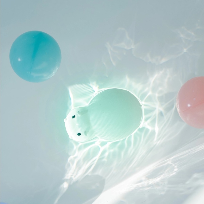 MegaLight - LED RGB ładowalny dziecięca dotykowa lampa do wanny SWIMMY HIPPO LED/5V IP67