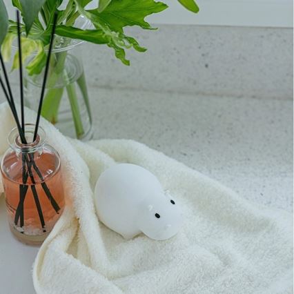 MegaLight - LED RGB ładowalny dziecięca dotykowa lampa do wanny SWIMMY HIPPO LED/5V IP67