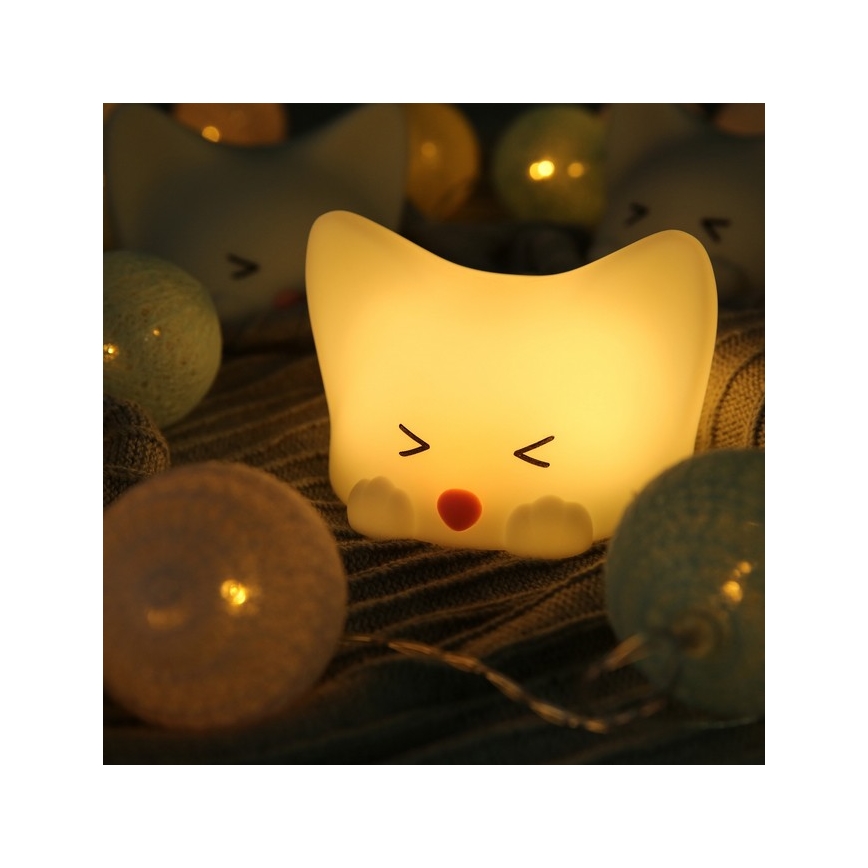 MegaLight - LED RGB Ściemnialna ładowalna dziecięca dotykowa lampa CATTY CAT LED/5V