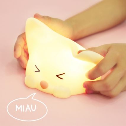 MegaLight - LED RGB Ściemnialna ładowalna dziecięca dotykowa lampa CATTY CAT LED/5V