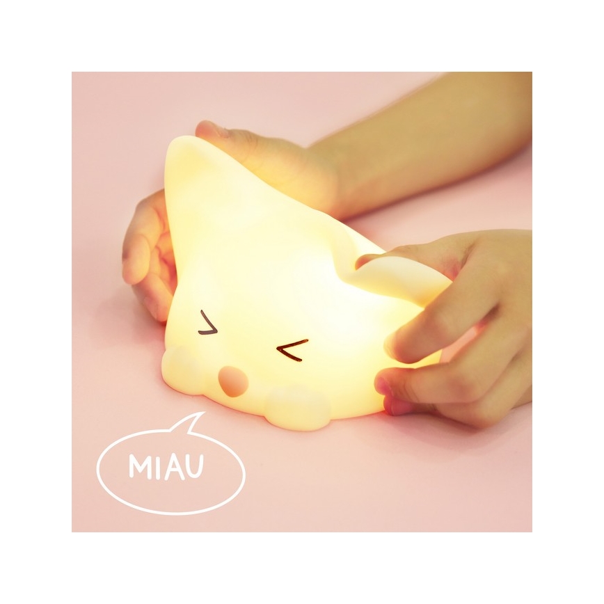 MegaLight - LED RGB Ściemnialna ładowalna dziecięca dotykowa lampa CATTY CAT LED/5V