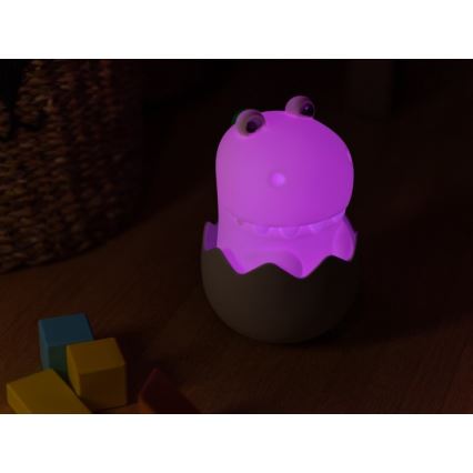 MegaLight - LED RGB Ściemnialna ładowalna dziecięca dotykowa lampa DIGGY DINO LED/5V