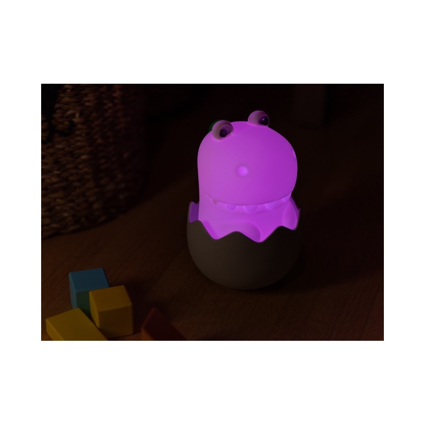 MegaLight - LED RGB Ściemnialna ładowalna dziecięca dotykowa lampa DIGGY DINO LED/5V