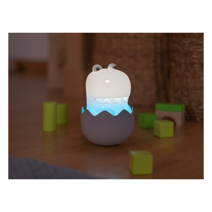 MegaLight - LED RGB Ściemnialna ładowalna dziecięca dotykowa lampa DIGGY DINO LED/5V