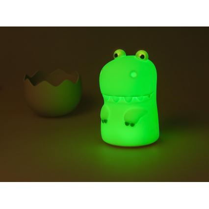 MegaLight - LED RGB Ściemnialna ładowalna dziecięca dotykowa lampa DIGGY DINO LED/5V