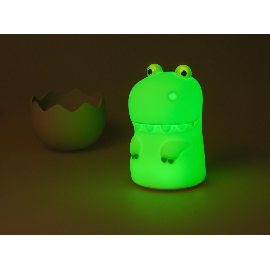MegaLight - LED RGB Ściemnialna ładowalna dziecięca dotykowa lampa DIGGY DINO LED/5V