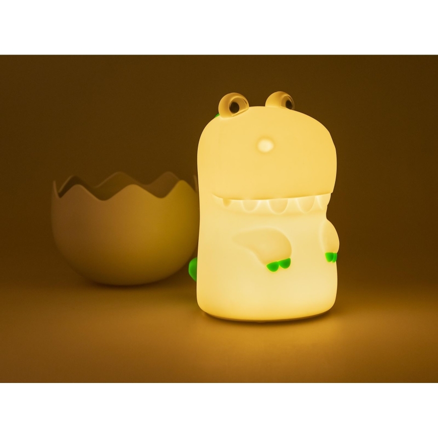 MegaLight - LED RGB Ściemnialna ładowalna dziecięca dotykowa lampa DIGGY DINO LED/5V