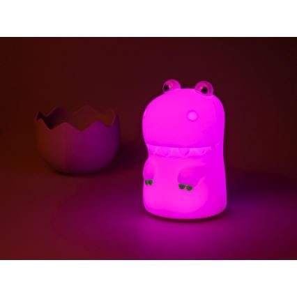MegaLight - LED RGB Ściemnialna ładowalna dziecięca dotykowa lampa DIGGY DINO LED/5V