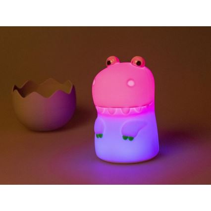 MegaLight - LED RGB Ściemnialna ładowalna dziecięca dotykowa lampa DIGGY DINO LED/5V