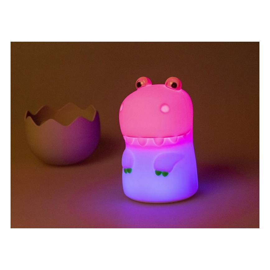 MegaLight - LED RGB Ściemnialna ładowalna dziecięca dotykowa lampa DIGGY DINO LED/5V