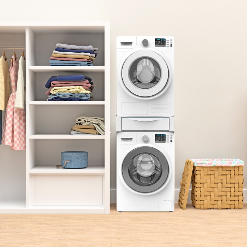 Meliconi 656112 - Podstawa do pralki i suszarki z wysuwaną szufladą o pojemności 28 l, biała