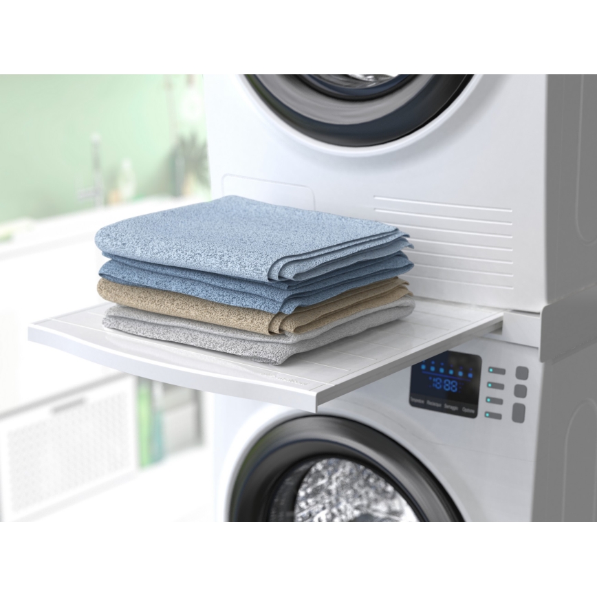 Meliconi 656113 - Nadstawka pod pralkę i suszarkę z wysuwaną szufladą 70 cm, biała