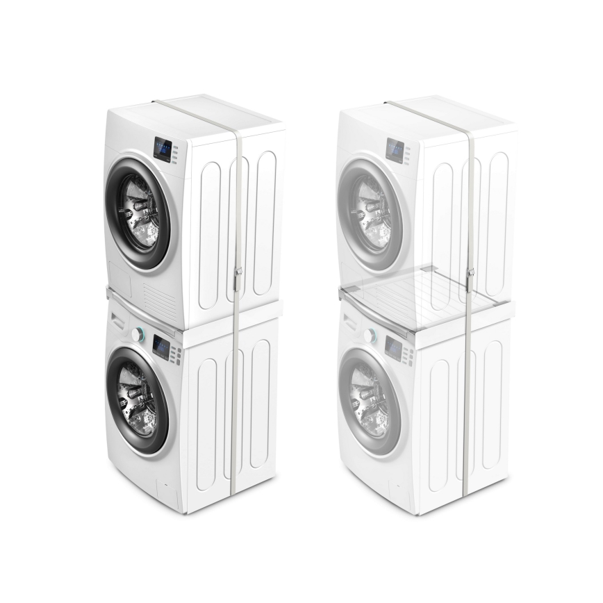 Meliconi 656113 - Nadstawka pod pralkę i suszarkę z wysuwaną szufladą 70 cm, biała