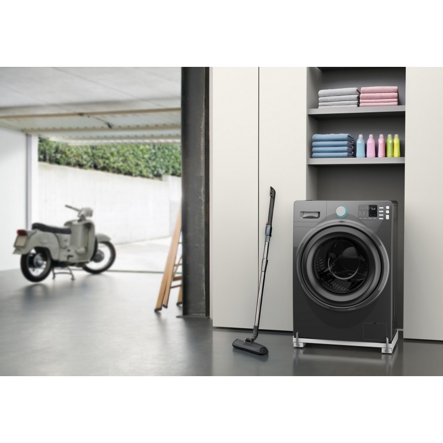 Meliconi 656149 - Antywibracyjna podkładka pod pralkę z wysuwanymi kółkami, 47 cm, biała